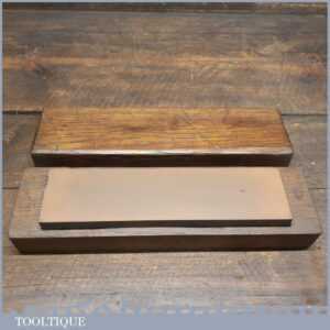 Vintage 8”x 2” India Combination Oil Stone Medium & Fine Grit In Pine Box